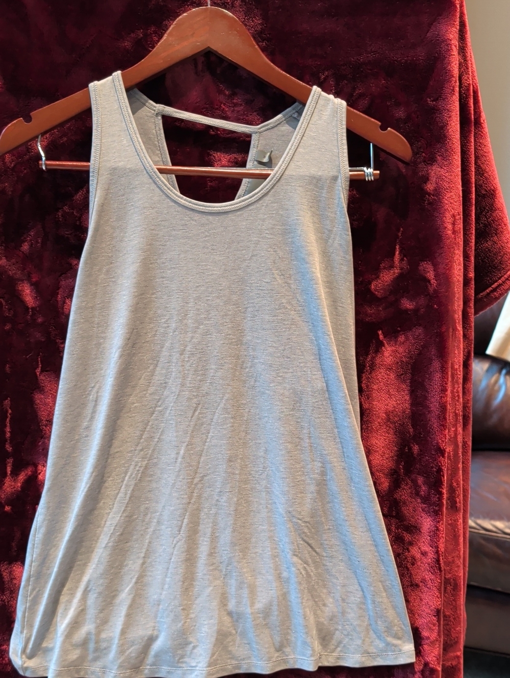Athleta Light Gray Scoop-Back Tank Top